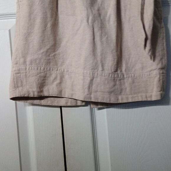 Banana Republic tan oatmeal color midi linen blend skirt Sz 0 NWOT - Picture 2 of 5